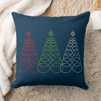 Oneindige Liefde Kerstboom-MultiKleur-Donkkerblauw Kussen
