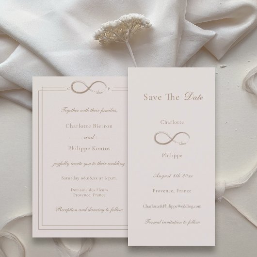 Oneindige Liefde Licht Roze Save The Date Trouwdag