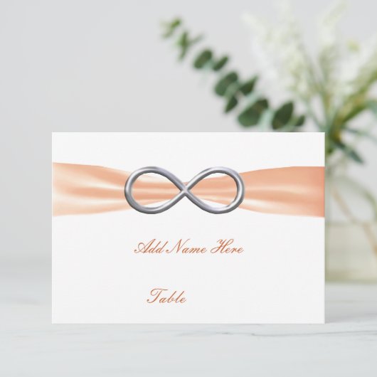 Oneindige Trouwtafel Plaatskaart Oranje (Staand voorkant)