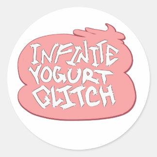 Oneindige yoghurt glitch (aardbei) ronde sticker