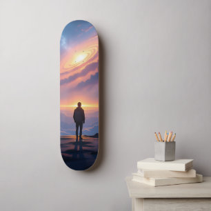 Oneindigheid aanraken op de top van de wereld skateboard