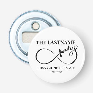 Oneindigheid Gepersonaliseerde Familienaam en Oost Button Flesopener
