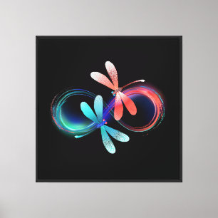 Oneindigheid met gloeiende libellen canvas afdruk