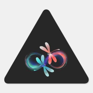 Oneindigheid met gloeiende libellen driehoek sticker