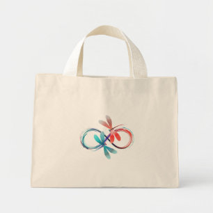 Oneindigheid met gloeiende libellen mini tote bag