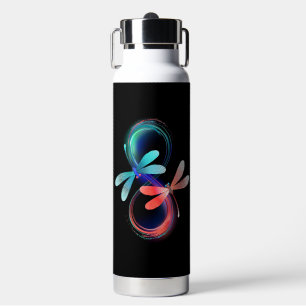 Oneindigheid met gloeiende libellen waterfles