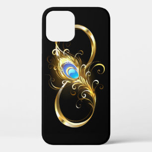 Oneindigheid met gouden pauwenveer iPhone 12 hoesje