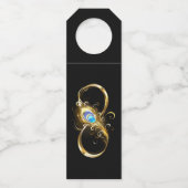 Oneindigheid met gouden pauwenveer flessenhanger (Achterkant)