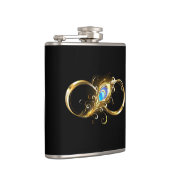 Oneindigheid met gouden pauwenveer heupfles (Rechts)