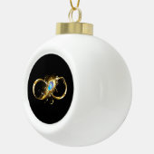 Oneindigheid met gouden pauwenveer keramische bal ornament (Rechts)