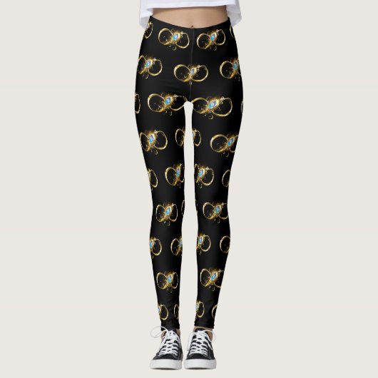 Oneindigheid met gouden pauwenveer leggings (Voorkant)