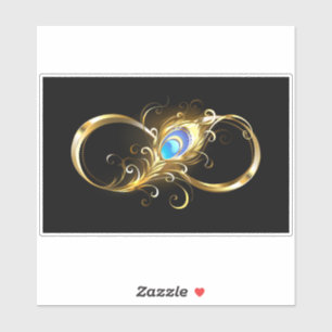 Oneindigheid met gouden pauwenveer sticker