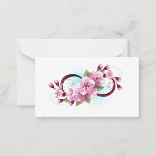 Oneindigheid met kersenbloesem bloemen notitiekaartje