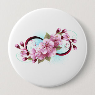 Oneindigheid met Kersenbloesem Bloemen Ronde Button 4,0 Cm