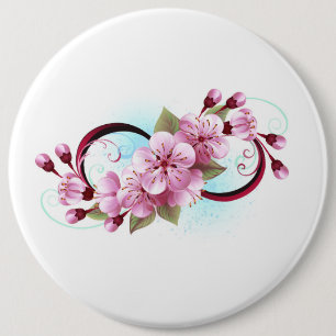 Oneindigheid met Kersenbloesem Bloemen Ronde Button 6,0 Cm