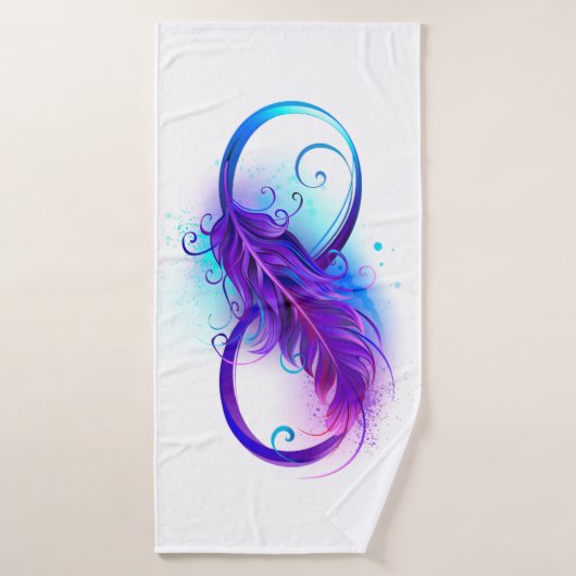 Oneindigheid met paarse veer badhanddoek (Badhanddoek)