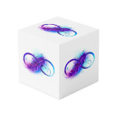 Oneindigheid met paarse veer kubus (Voorkant hoekig)