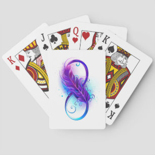 Oneindigheid met paarse veer pokerkaarten