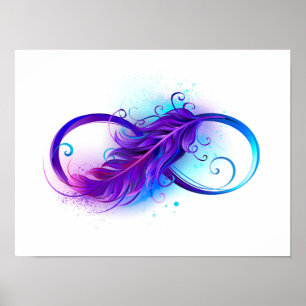 Oneindigheid met paarse veer poster