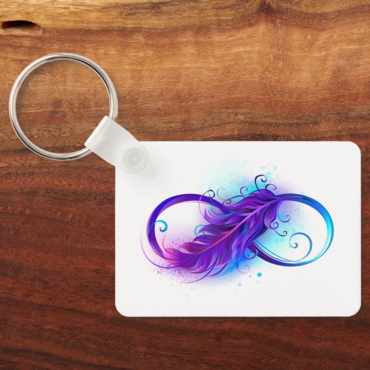 Oneindigheid met paarse veer sleutelhanger (Achterkant)