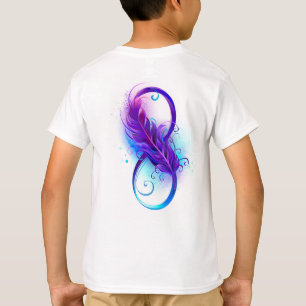 Oneindigheid met paarse veer t-shirt