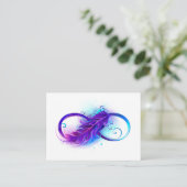 Oneindigheid met paarse veer visitekaartje (Staand voorkant)