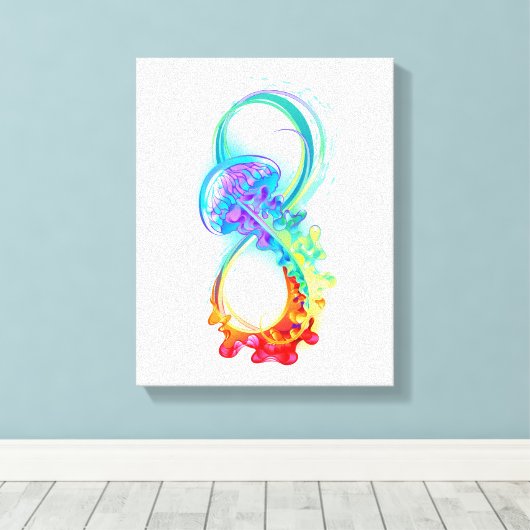 Oneindigheid met regenboogkwal canvas afdruk (Insitu (Houten vloer))