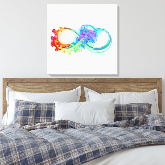 Oneindigheid met regenboogkwal canvas afdruk (Insitu (Slaapkamer))