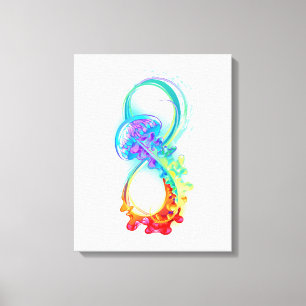 Oneindigheid met regenboogkwal canvas afdruk