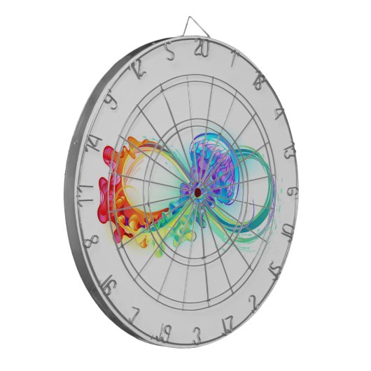 Oneindigheid met regenboogkwal dartbord (Voorkant Links)
