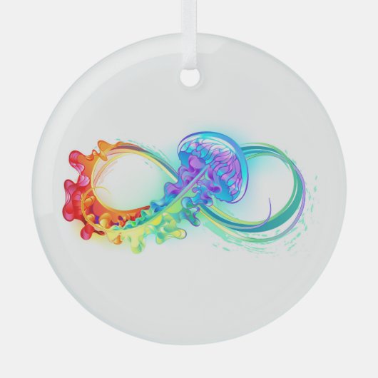 Oneindigheid met regenboogkwal glas ornament (Voorkant)