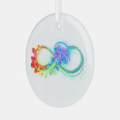 Oneindigheid met regenboogkwal glas ornament (Voorkant links)