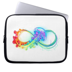 Oneindigheid met regenboogkwal laptop sleeve