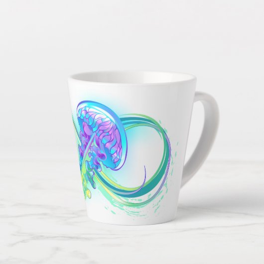 Oneindigheid met regenboogkwal latte mok (Rechterhoek)