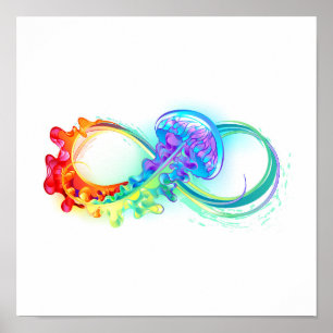 Oneindigheid met regenboogkwal poster