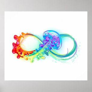Oneindigheid met regenboogkwal poster