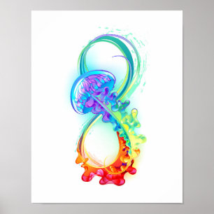 Oneindigheid met regenboogkwal poster