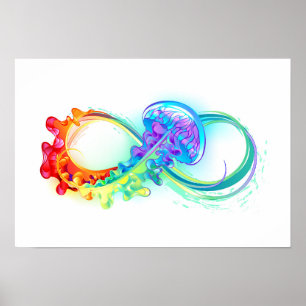 Oneindigheid met regenboogkwal poster