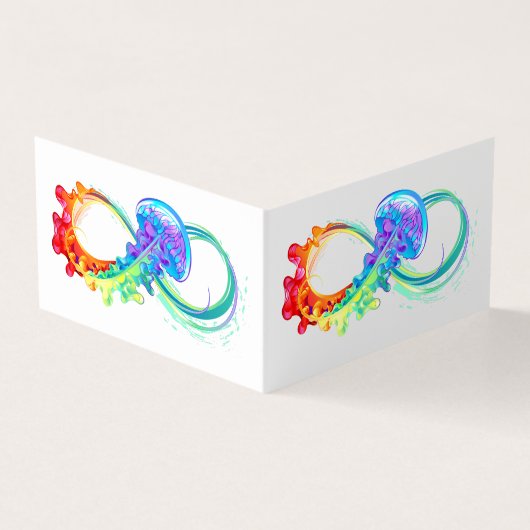Oneindigheid met regenboogkwal visitekaartjes (Buitenkant)