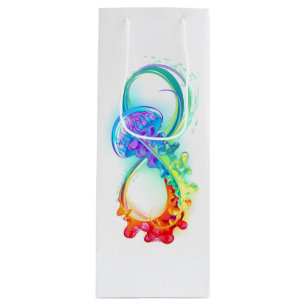 Oneindigheid met regenboogkwal wijn cadeautas