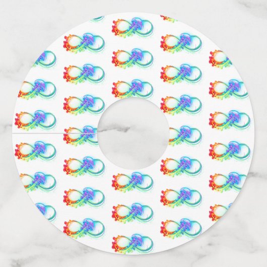 Oneindigheid met regenboogkwal wijnglaslabel (Voorkant)