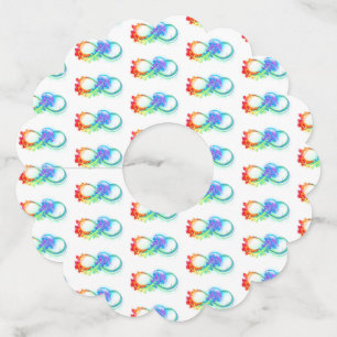 Oneindigheid met regenboogkwal wijnglaslabel