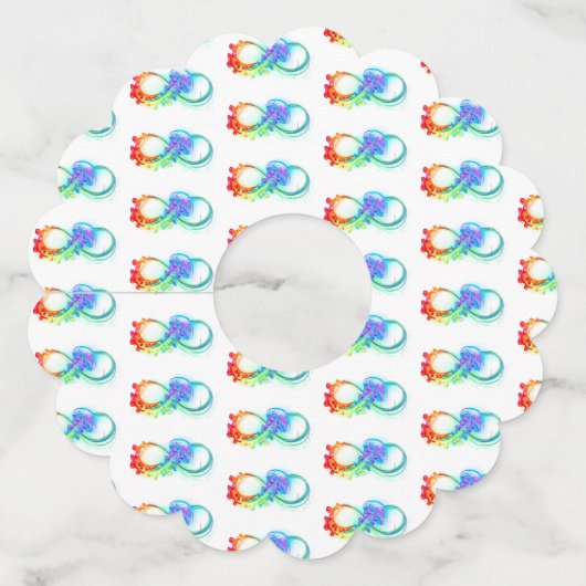 Oneindigheid met regenboogkwal wijnglaslabel (Achterkant)