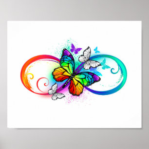 Oneindigheid met regenboogvlinder poster