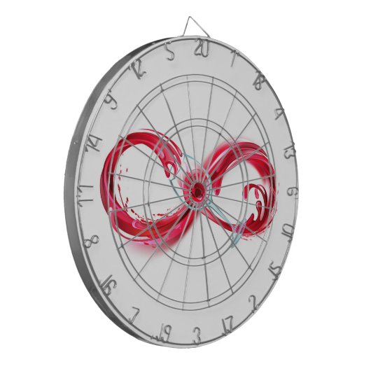Oneindigheid met rode wijn dartbord (Voorkant Links)