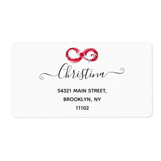 Oneindigheid met rode wijn etiket (Voorkant)