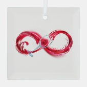 Oneindigheid met rode wijn glas ornament (Achterkant)