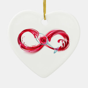 Oneindigheid met rode wijn keramisch ornament