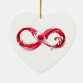 Oneindigheid met rode wijn keramisch ornament (Achterkant)