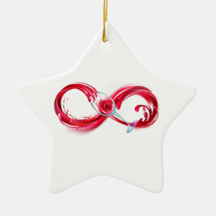 Oneindigheid met rode wijn keramisch ornament